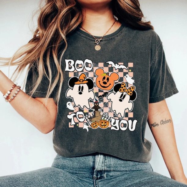 Mickey Minnie Boo To You Comfort Colors® Shirt, Mickey Minnie Ghost Halloween Shirt, Disney Spooky Season Shirt