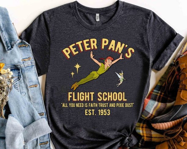 Disney Peter Pan's Flight School Neverland 1953 Retro Shirt, Magic Kingdom Holiday Unisex Tshirt Family Birthday Gift Adult Kid Toddler Tee