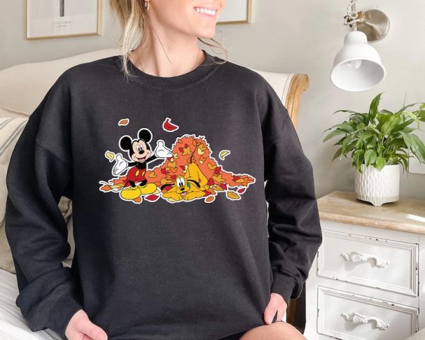 Mickey Pluto Fall Season Sweatshirt, Thanksgiving Preparations Mickey Pluto Sweater, Customizable Disney Fall Tee