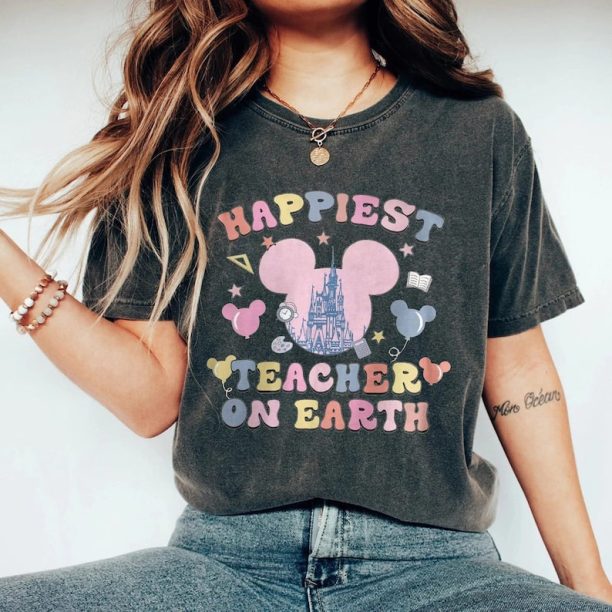 Happiest Teacher On Earth Comfort Colors® Shirt, Mickey Teacher Shirt, Teacher Appreciation Gift, Disney Teacher Tee