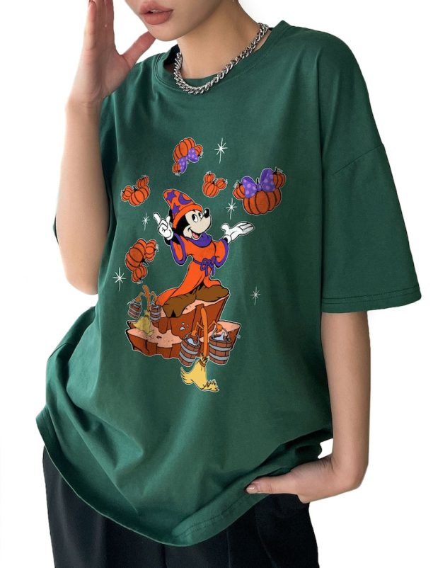 Fantasmic Sorcerer Mickey Pumpkin Magic Brooms Shirt, Disney Fantasia Halloween T-shirt, Mickey's Not So Scary Party