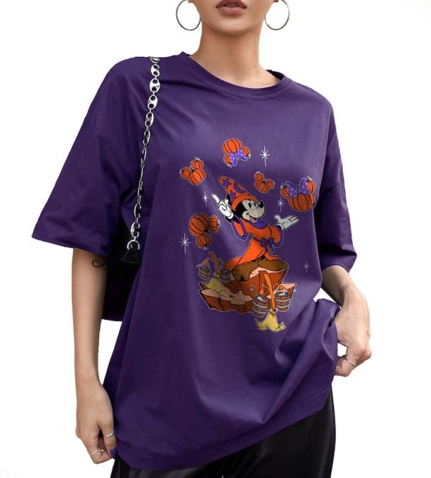 Fantasmic Sorcerer Mickey Pumpkin Magic Brooms Shirt, Disney Fantasia Halloween T-shirt, Mickey's Not So Scary Party