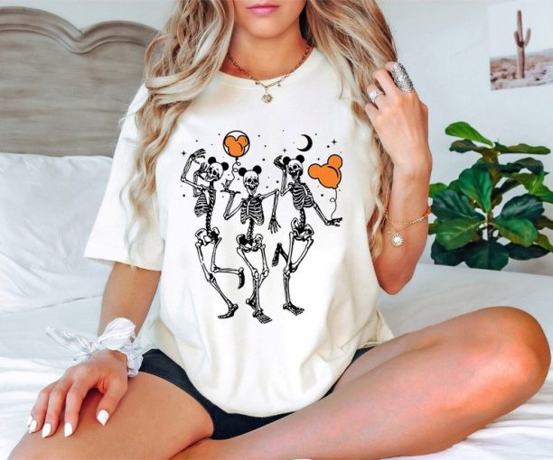 Disney Halloween T-Shirt, Disney Halloween Dancing Skeleton Mickey Ears Shirt, Disneyland Family Halloween Shirt