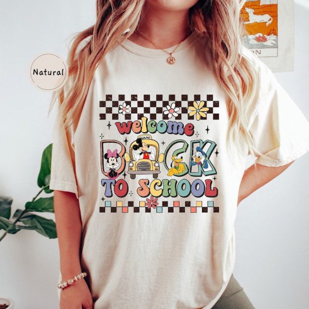 Mickey And Friends Back To School Shirt, Disney Welcome Back To School Tee, Mickey First Day Of School Tee, Disney Checkered Kids Shirt