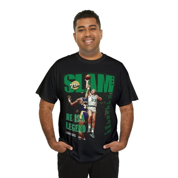 Larry Bird Boston Celtics NBA Slam Cover Tee Shirt