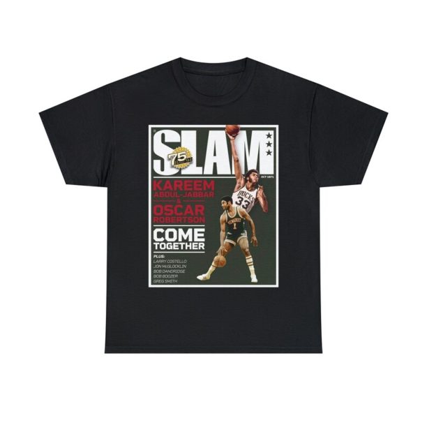 Kareem Abdul-Jabbar and Oscar Robertson Milwaukee Bucks NBA Slam Cover Tee Shirt