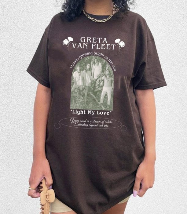 Light my love Shirt, Retro Musical Shirt, Boho Vintage Musician Shirt, Retro Greta Van Fleet Tshirt, Dream In Gold tour 2023 Shirt