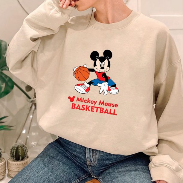 Mickey Basketball Sweatshirt, Mickey Mouse Crewneck, Cute Basketball Sweater, Disney Sport Shirt