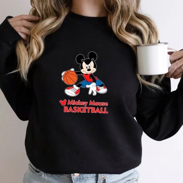 Mickey Basketball Sweatshirt, Mickey Mouse Crewneck, Cute Basketball Sweater, Disney Sport Shirt