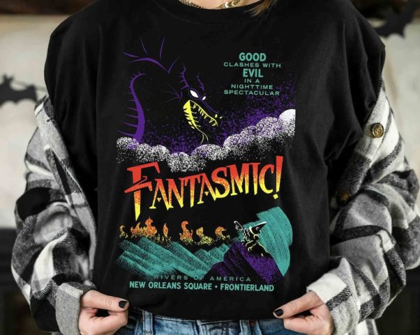 Fantasmic Maleficent Dragon And Sorcerer Mickey T-Shirt, Disney Fantasia Tee, WDW Disneyland Vacation Family Holiday Gift