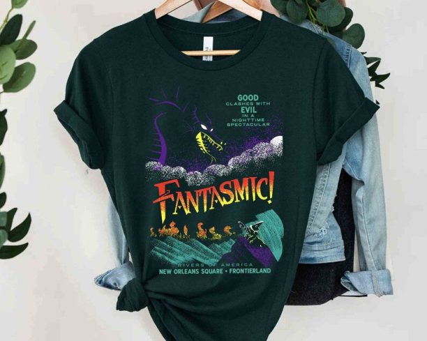 Fantasmic Maleficent Dragon And Sorcerer Mickey T-Shirt, Disney Fantasia Tee, WDW Disneyland Vacation Family Holiday Gift