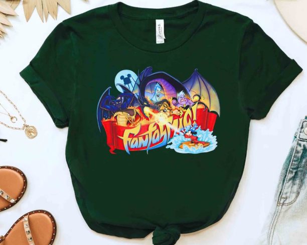 Fantasmic Maleficent Dragon And Sorcerer Mickey Shirt, Disney Villains Fantasia Tee