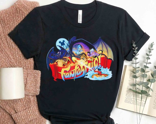 Fantasmic Maleficent Dragon And Sorcerer Mickey Shirt, Disney Villains Fantasia Tee