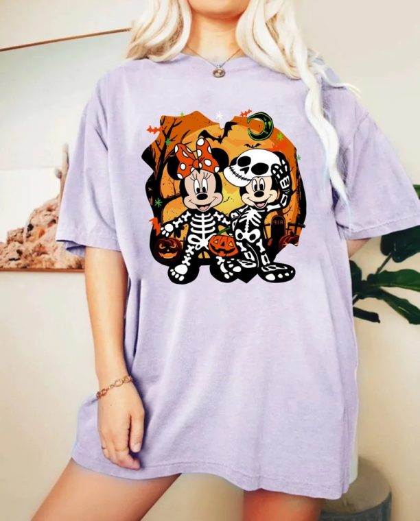 Mickey Minnie Skeleton Costume Comfort Colors® Shirt, Disney Halloween Shirt, Disney Spooky Shirt, Halloween Party Shirt