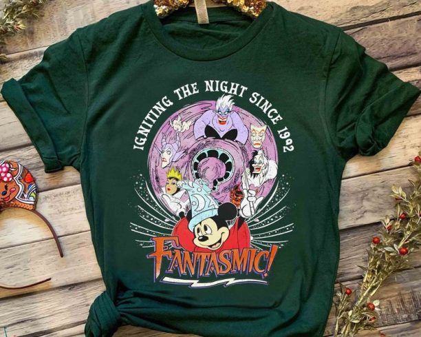 Disney Fantasia Sorcerer Mickey Mouse Magic Wizard Stay Magical Retro Shirt, Fantasmic Villains Hollywood Studios Trip Family Vacation Gift