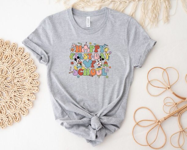 Disney Mickey Minnie Happy First Day Of School Shirt, Disney School Shirt, Disney Back To School, Disney Teacher Shirt