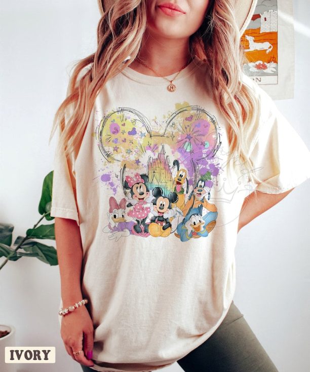 Disney Watercolor Castle Comfort Colors Shirt, Mickey and Friends Shirt, Magical Disney Castle Shirt, Disney Trip Shirt