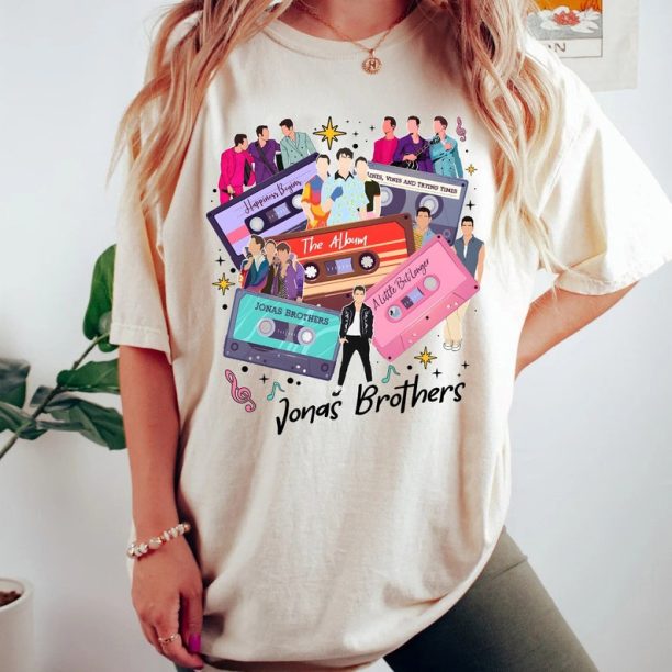 Vintage Jonas Brothers T-Shirt, Jonas Brothers Cassette Shirt, Nick Joe Kevin Jonas Shirt, Retro Five Albums One Night Tour T-Shirt, Y2K