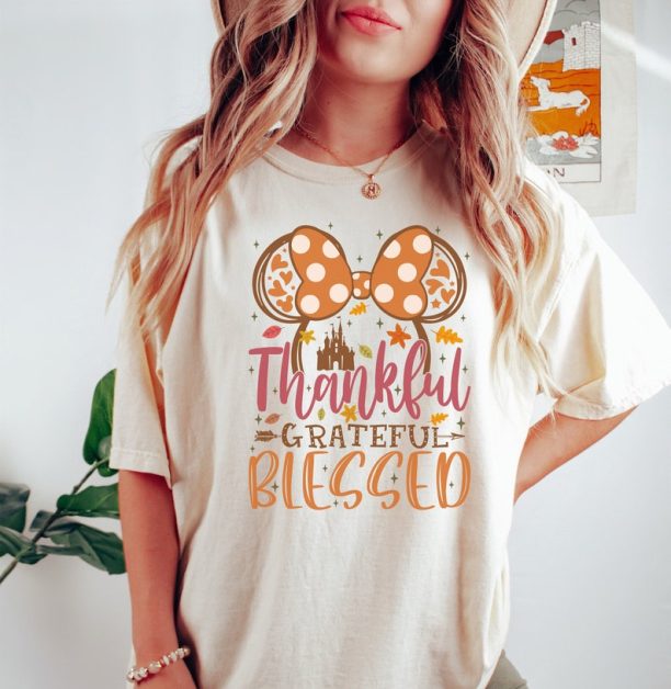 Grateful Thankful & Blessed Minnie Shirt, Disney Thanksgiving Shirt, Disney Fall Gift, Fall Vibes, Thankful Minnie Tee