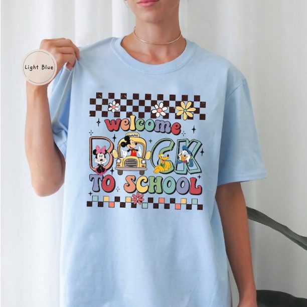 Mickey And Friends Back To School Shirt, Disney Welcome Back To School Tee, Mickey First Day Of School Tee, Disney Checkered Kids Shirt