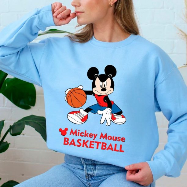 Mickey Basketball Sweatshirt, Mickey Mouse Crewneck, Cute Basketball Sweater, Disney Sport Shirt