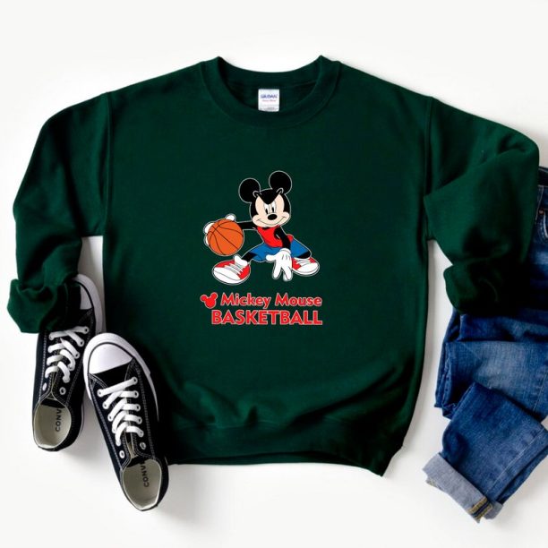 Mickey Basketball Sweatshirt, Mickey Mouse Crewneck, Cute Basketball Sweater, Disney Sport Shirt