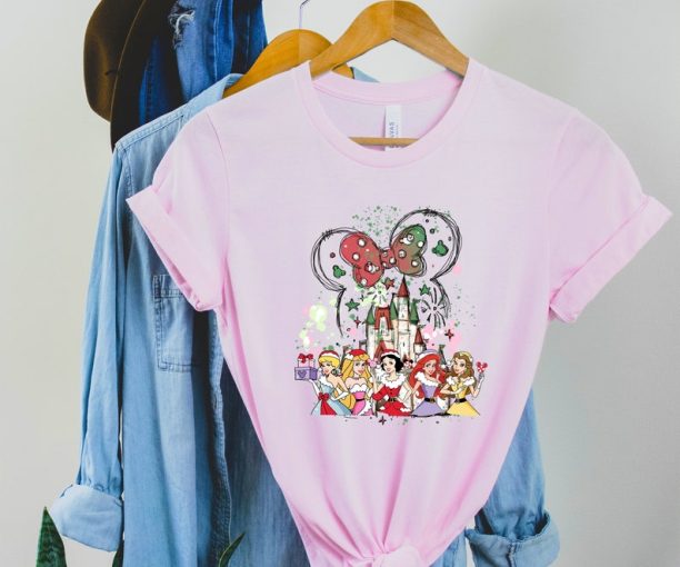 Disney Princess Christmas Shirt, Disney Watercolor Christmas Shirt, Christmas Family Matching Shirt