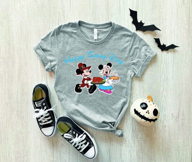 Happy Turkey Day Disney Shirt, Mickey & Minnie Thanksgiving Day Shirt, 90s Disney Theme Turkey Tee, Fall Shirt For Women