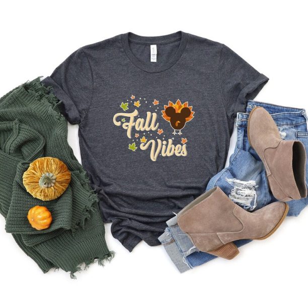 Fall Vibes Shirt, Thanksgiving Fall Vibes Shirt, Turkey Shirt, Disney Thanksgiving Shirt, Thanksgiving Shirt