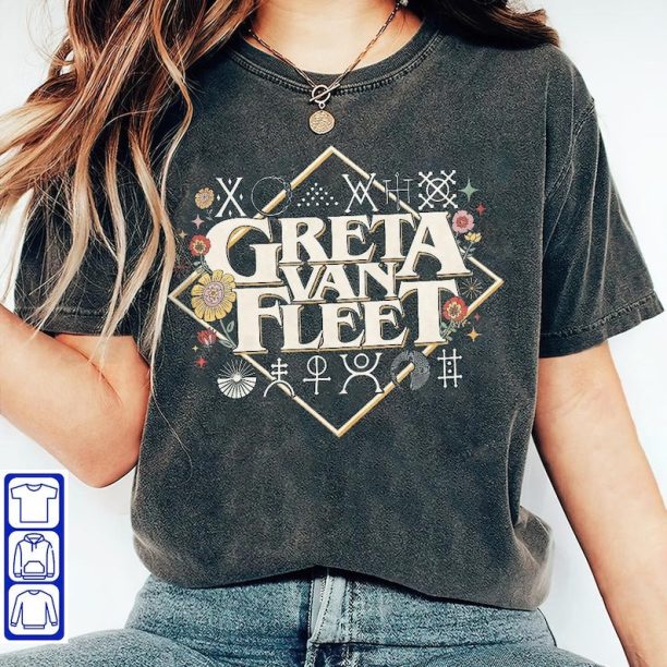 Greta Van Fleet T-Shirt, Greta Van Fleet Merch, Retro Greta Van Fleet T-Shirt, Dream In Gold Tour 2023 T-Shirt