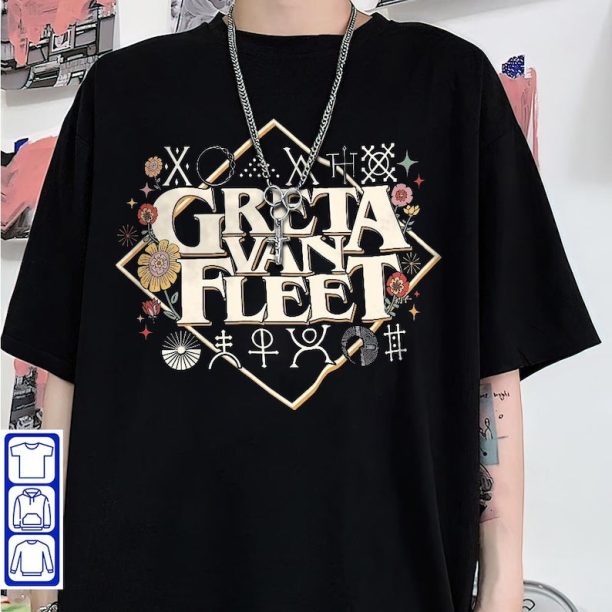 Greta Van Fleet T-Shirt, Greta Van Fleet Merch, Retro Greta Van Fleet T-Shirt, Dream In Gold Tour 2023 T-Shirt