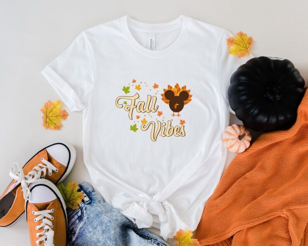 Fall Vibes Shirt, Thanksgiving Fall Vibes Shirt, Turkey Shirt, Disney Thanksgiving Shirt, Thanksgiving Shirt