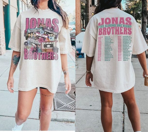 Jonas Brothers Double Sided T shirt, Jonas Brothers Tour Shirt, Concert 2023 Retro Unisex Gift