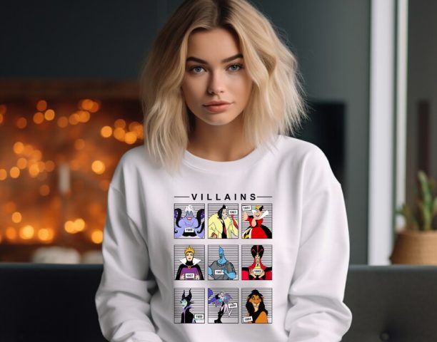 Retro Vintage 90s Disney Villains Sweatshirt, Disney Halloween Hoodie, Halloween Party Tee, Villains Squad