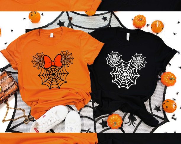 Mickey Minnie Spider Web Heads Shirt, Disney Halloween Shirts, Disney Halloween Party Shirt, Disney Spider Web Shirt, Mickey Spider Web Tee