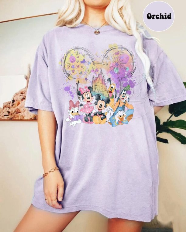 Disney Watercolor Castle Comfort Colors Shirt, Mickey and Friends Shirt, Magical Disney Castle Shirt, Disney Trip Shirt