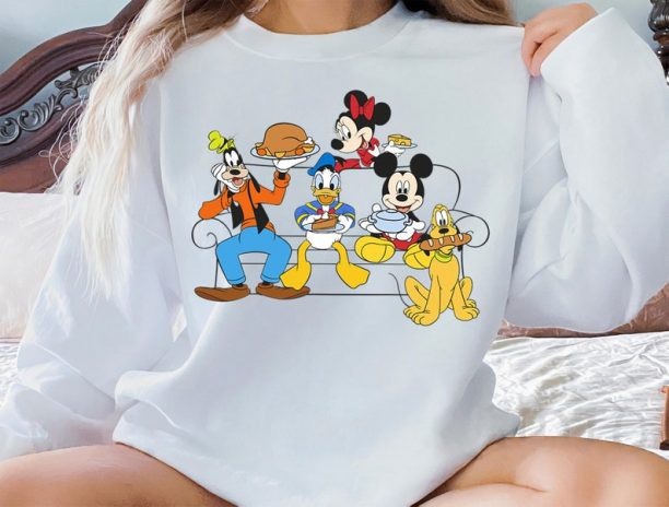 Disney Mickey & Friends Thanksgiving Friendsgiving Couch T-Shirt, Vintage Spooky Season Shirt