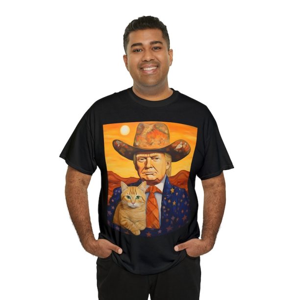 Cowboy Trump With a Cat T-shirt - Funny Trump Shirt - Donald Trump Shirts - Funny Cat Shirts - Sarcastic Gift For a