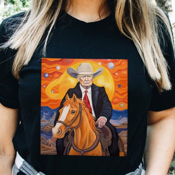 Art Cowboy Trump Riding a Horse Shirt - Donald Trump T-Shirt - Trump Tshirt - Funny Trump Shirts - President Trump Gifts