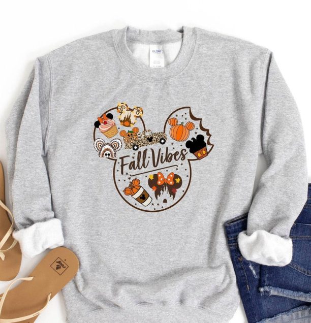 Disney Fall Vibes Sweatshirt, Mickey Minnie Fall Sweater, Disney Thanksgiving Sweatshirt, Disney Fall Sweater