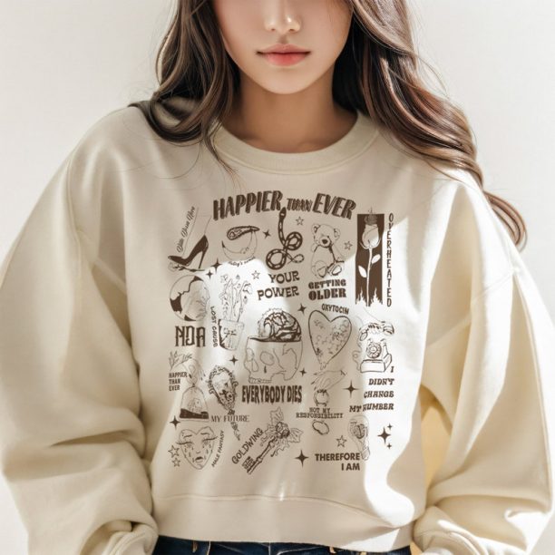 Happier Than Ever Hotline Sweatshirt, Billie Sweatshirt, Happier Than Ever Vintage Shirt