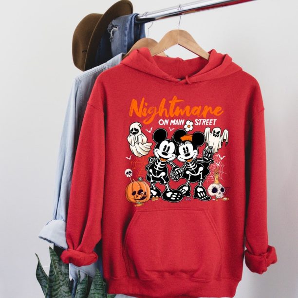 Mickey Minnie Halloween Shirts, Nightmare On Main Street Mickey Minnie, Vintage Disney Halloween Sweatshirt, Disney Couple Shirt