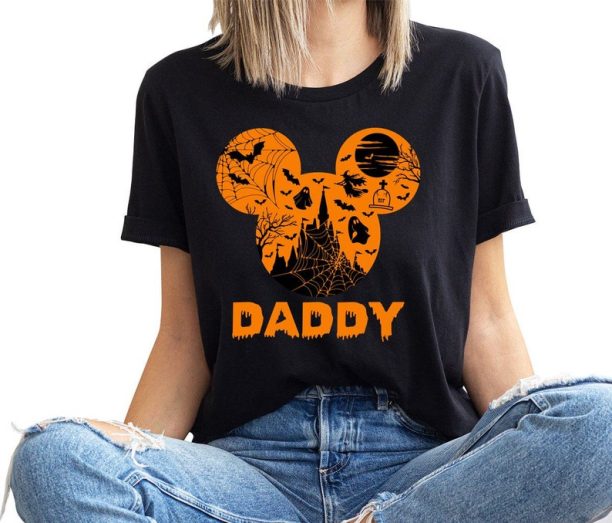 Halloween Daddy Shirts, Mickey Mouse Tshirt, Ghost T-Shirt, Cool Halloween Gifts, Gift for Dad, Witch Graphic Tees, Disney World Clothing