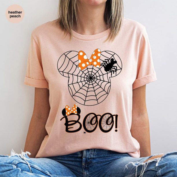 Girls Halloween TShirt, Disney Kids Clothing, Minnie Mouse Shirt, Gift for Her, Spooky Season Shirt, Boo Graphic Tee, Matching Family Shirts