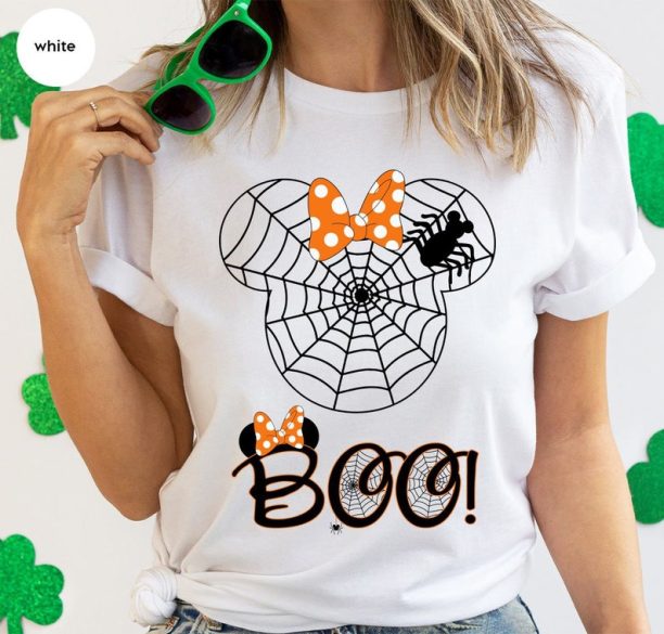 Girls Halloween TShirt, Disney Kids Clothing, Minnie Mouse Shirt, Gift for Her, Spooky Season Shirt, Boo Graphic Tee, Matching Family Shirts