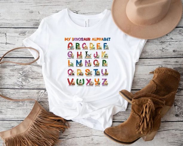 My Dinosaur Alphabet Shirt,Animals Alphabet T-Shirt,Alphabet Shirt for Teachers,ABC Shirt,Back to School Tee