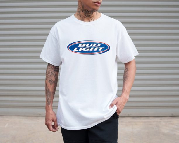 Bud Light Beer Graphic Gift for Him White Tee T-shirt