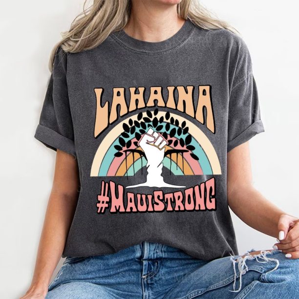 Maui Strong Shirt, 100% Profits Donated Support Maui Fire Victim, Lahaina Banyan Tree T-Shirt, Maui Hawaii Shoreline Tshirt