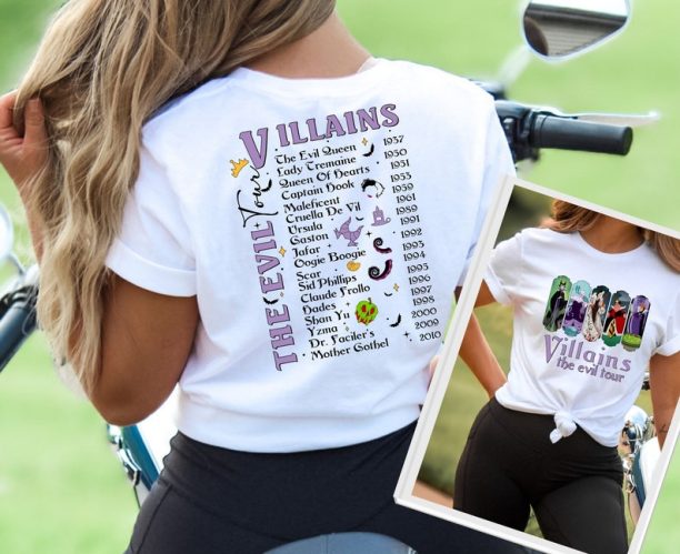 Disney Villains Characters Concert Music Shirt, Bad Witches Shirts, Bad Witches Shirts, Disney Evil Tour, Disney Evil Friends