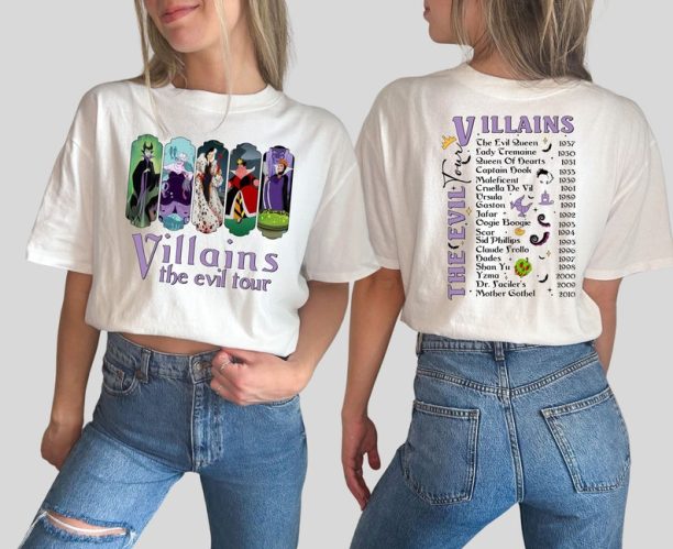 Disney Villains Characters Concert Music Shirt, Bad Witches Shirts, Bad Witches Shirts, Disney Evil Tour, Disney Evil Friends